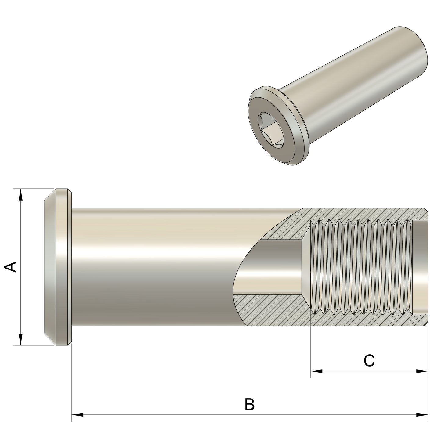 Pivot Axle No Shoulder